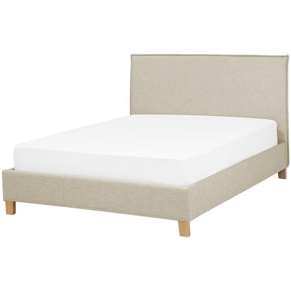 Letto In Tessuto Beige 140 X 200 Cm Sennez - Foto 1