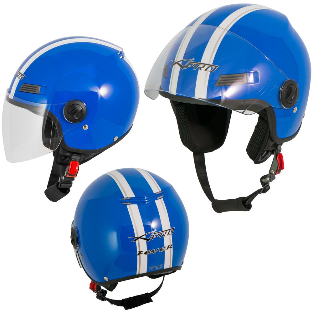 Casco Jet Scooter Moto Quad Omologato Ece 22 05 Visiera Blu Xl - Foto 1