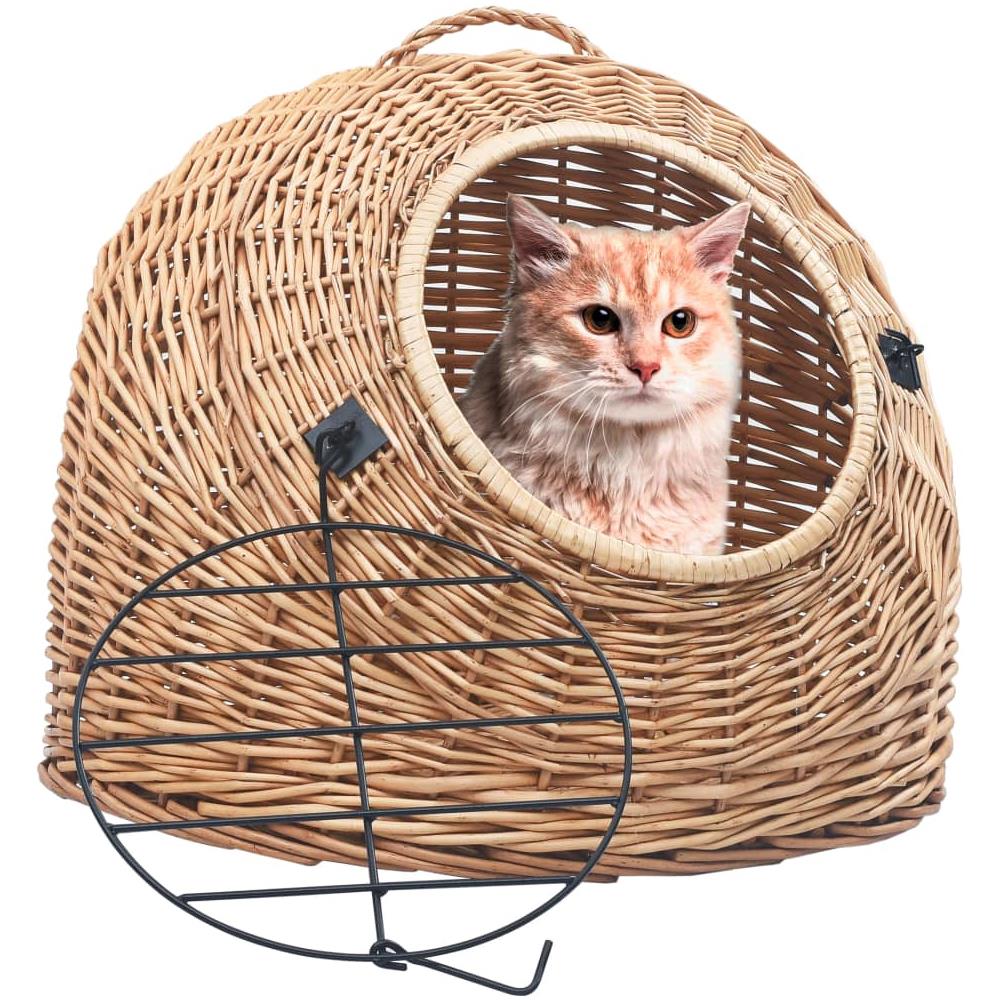 Trasportino Per Gatti Grigio 50x42x40 Cm In Salice Naturale - Foto 1