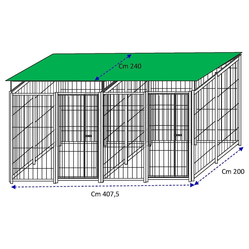 Box Per Cani Doppio In Rete Con Copertura Zincatura A Caldo Dimensioni 200 X 200 X H 180 Cm - Foto 1