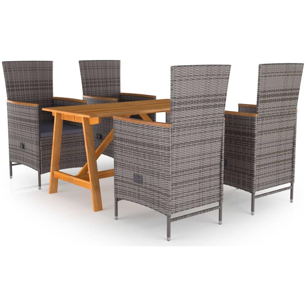 Set Mobili Da Pranzo Per Giardino 5 Pz Grigio - Foto 1