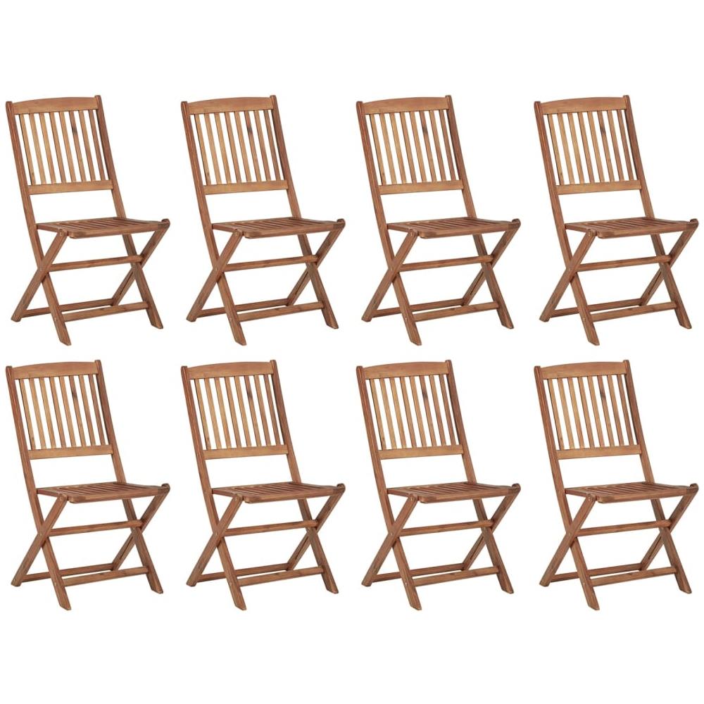 Sedie Da Giardino Pieghevoli 8 Pz In Legno Massello Di Acacia - Foto 1