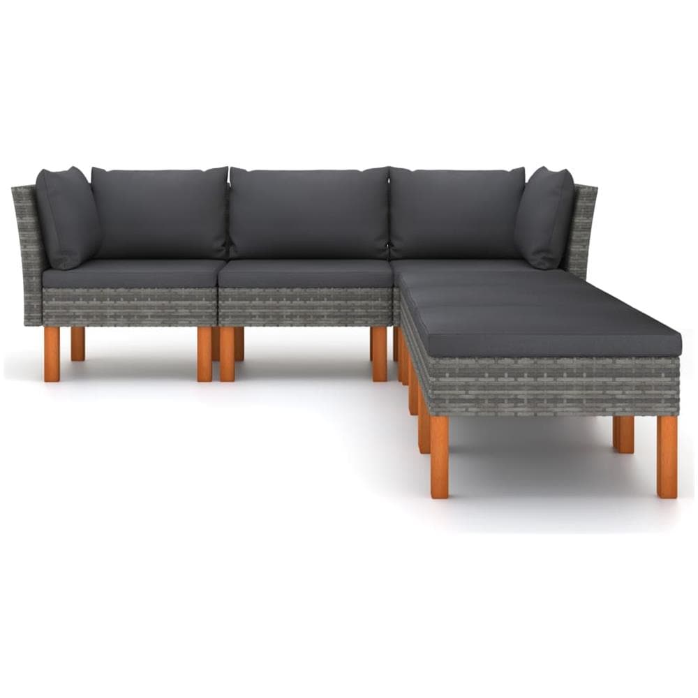 Set Divani da Giardino 6 pz con Cuscini in Polyrattan Grigio - Foto 3