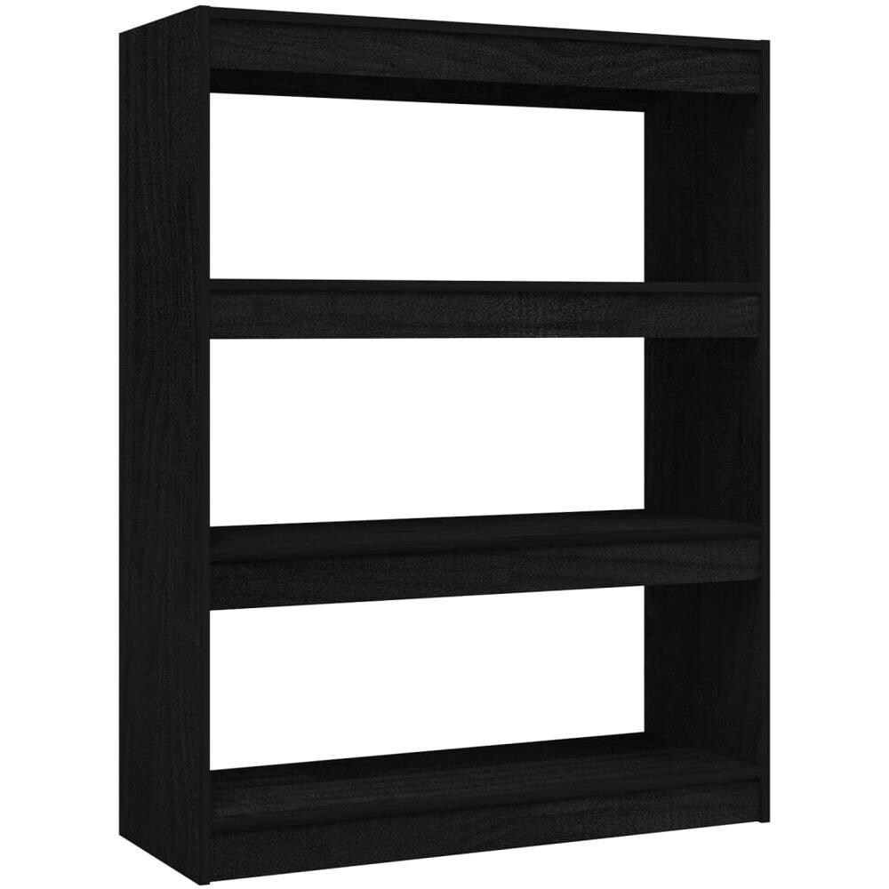 Libreria / divisorio Nero 100x30x103 Cm In Legno Massello Di Pino - Foto 2