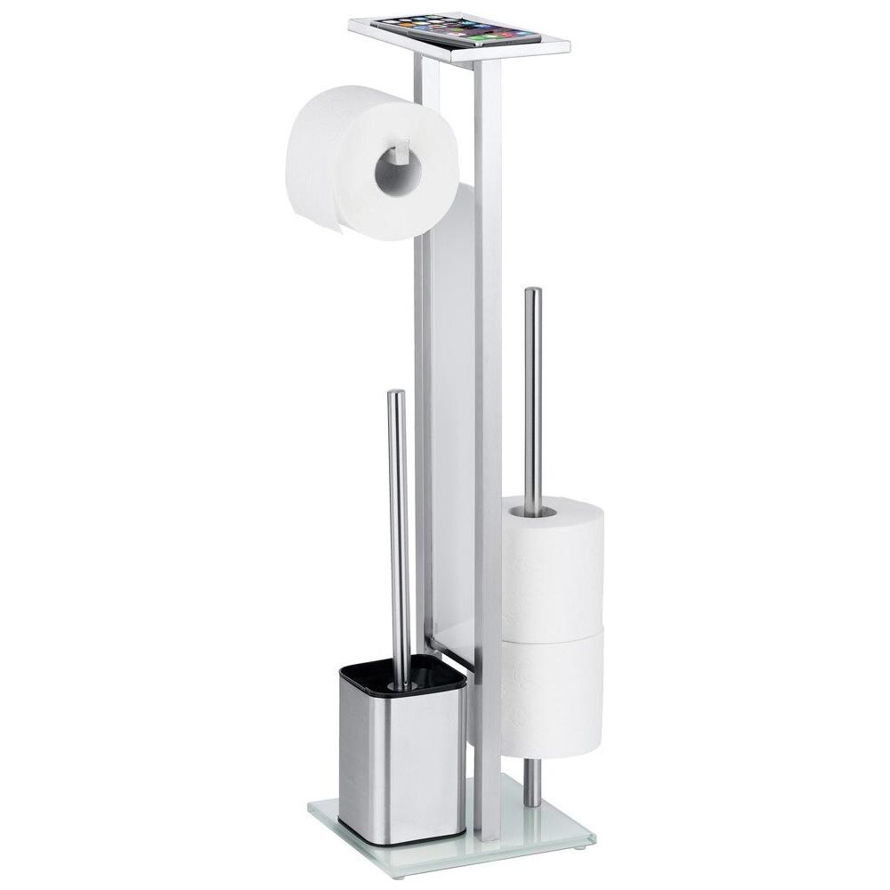 Porta Carta Igienica Con Contenitore Per Wc E Scopino, Pratico Kit Con Barra E Ripiano Extra - Wenko - Foto 1