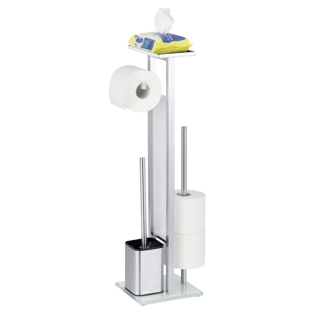 Porta Carta Igienica Con Contenitore Per Wc E Scopino, Pratico Kit Con Barra E Ripiano Extra - Wenko - Foto 2