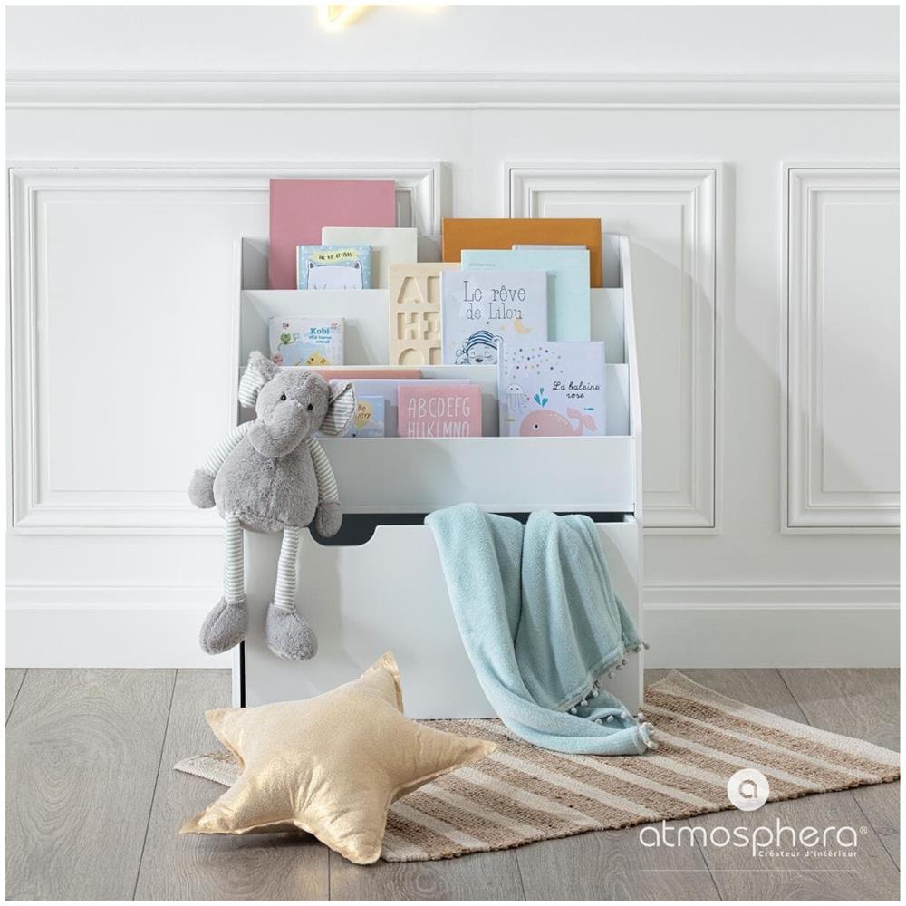 Libreria Per Bambini Con Cassetto E Scomparti, 62,5 X 30 X 70 Cm, Bianco-grigio - Foto 2