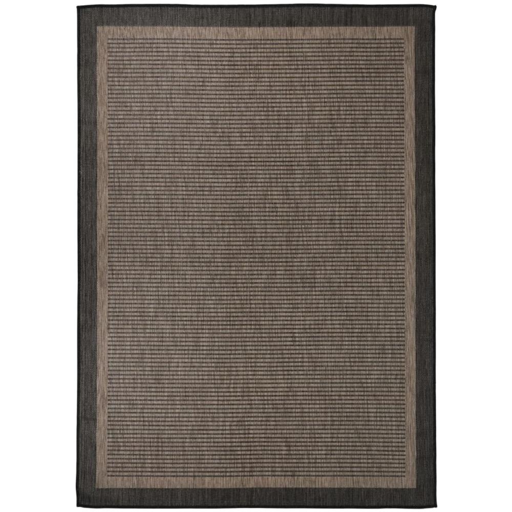 Tappeto Da Esterni A Tessitura Piatta 120x170 Cm Marrone Scuro - Foto 1