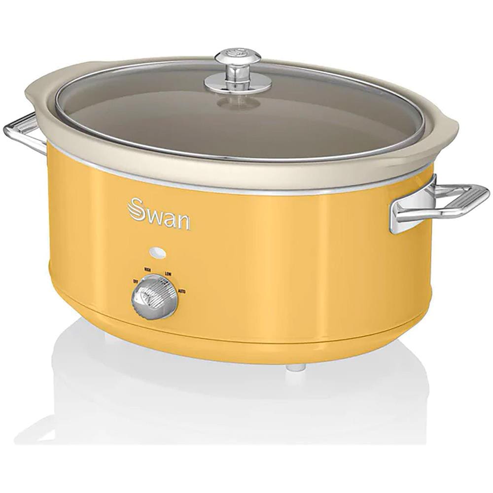 Swan Sf17031yelneu Retro Slow Cooker 6,5l Pentola Rimovibile In Ceramica Antiaderente Senza Pfoa 320w Giallo - Foto 5
