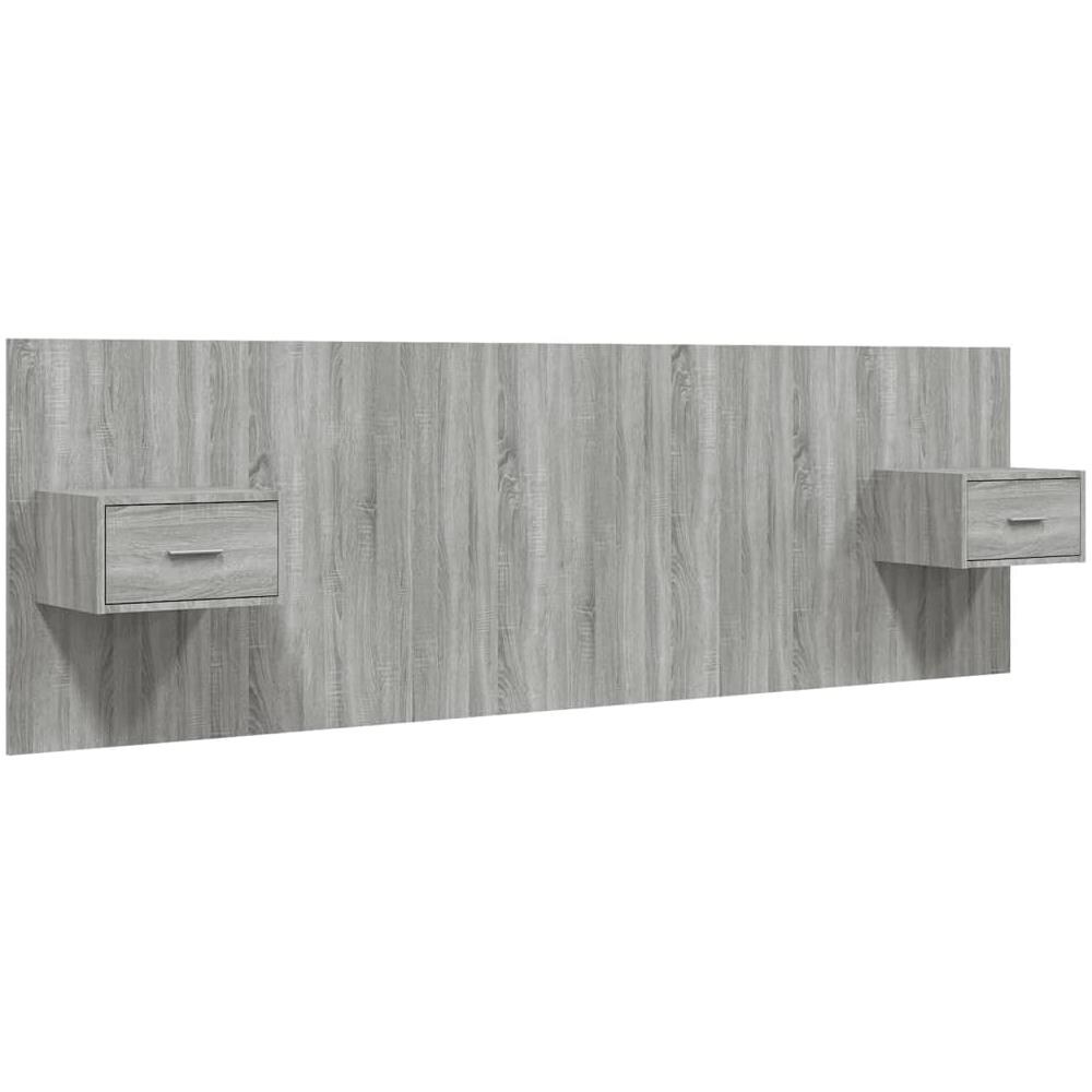 Testiera Letto Con Comodini In Legno Multistrato Grigio Sonoma - Foto 2