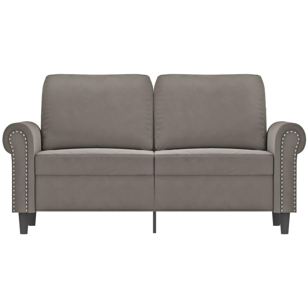 Divano A 2 Posti Grigio Chiaro 120 Cm In Velluto - Foto 2