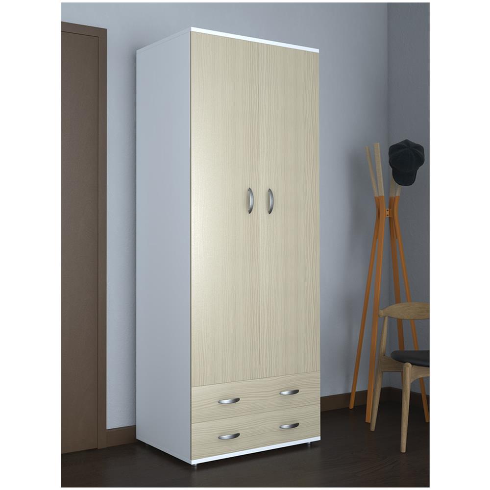 Armadio 2 Ante 2 Cassetti 80X52X170 Bianco /Olmo - Foto 1