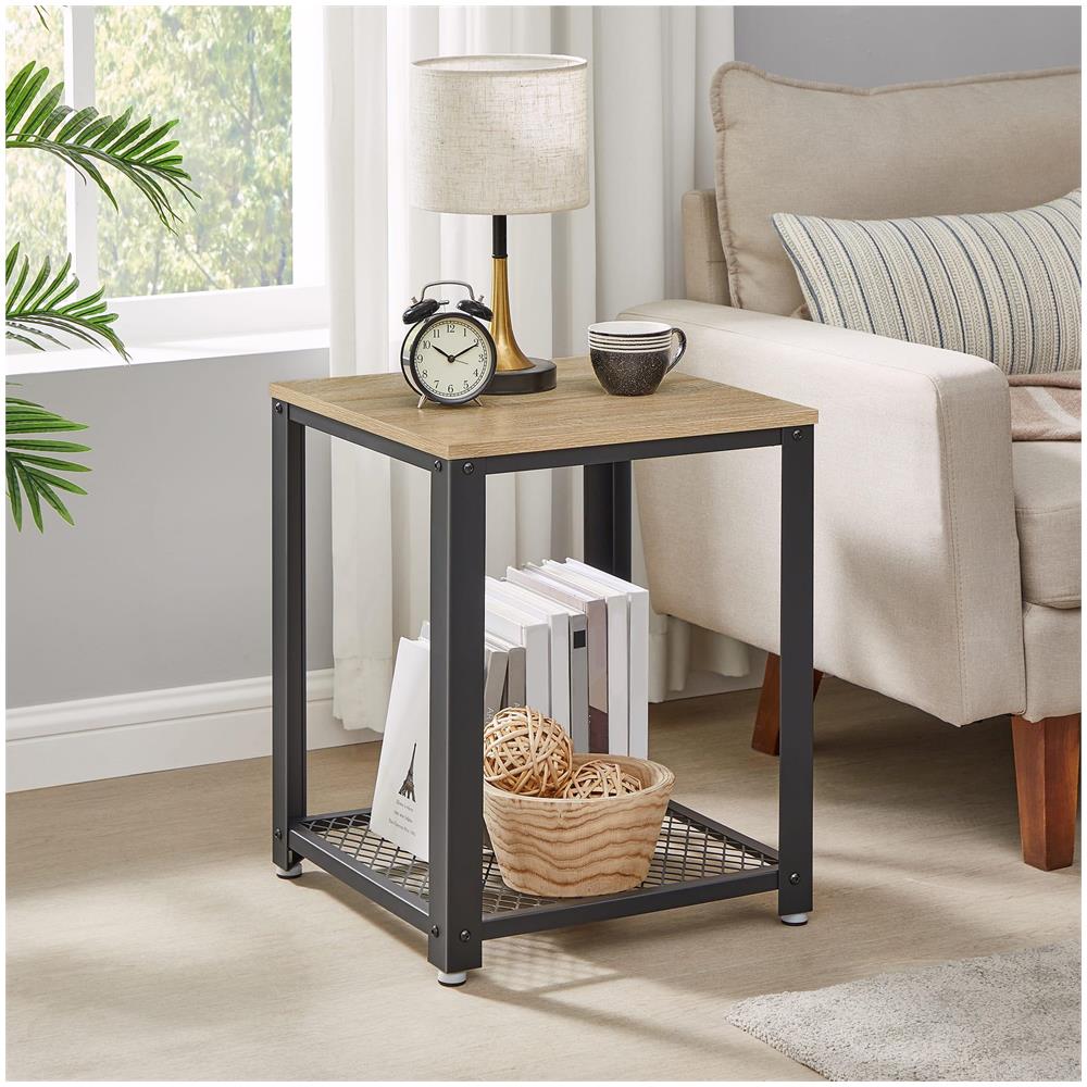 Tavolino /comodino - Rovere Sonoma con struttura nera - Foto 2