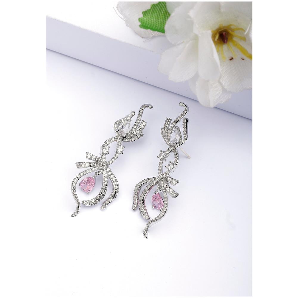 Orecchini a Forma di Pera Rosa Infinito - Foto 1
