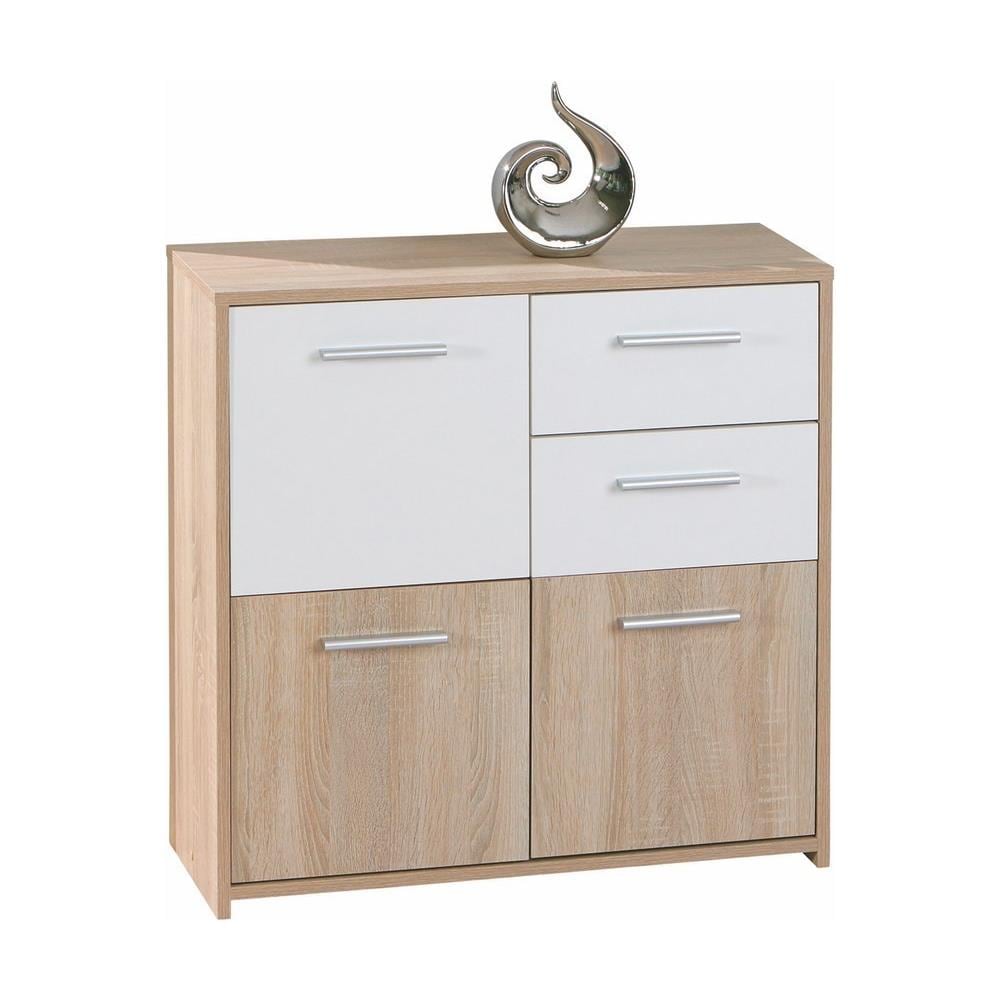 Credenza Classica Tre Ante + Due Cassetti / Laminato Finitura Effetto Rovere E Bianco Laccato - Foto 3
