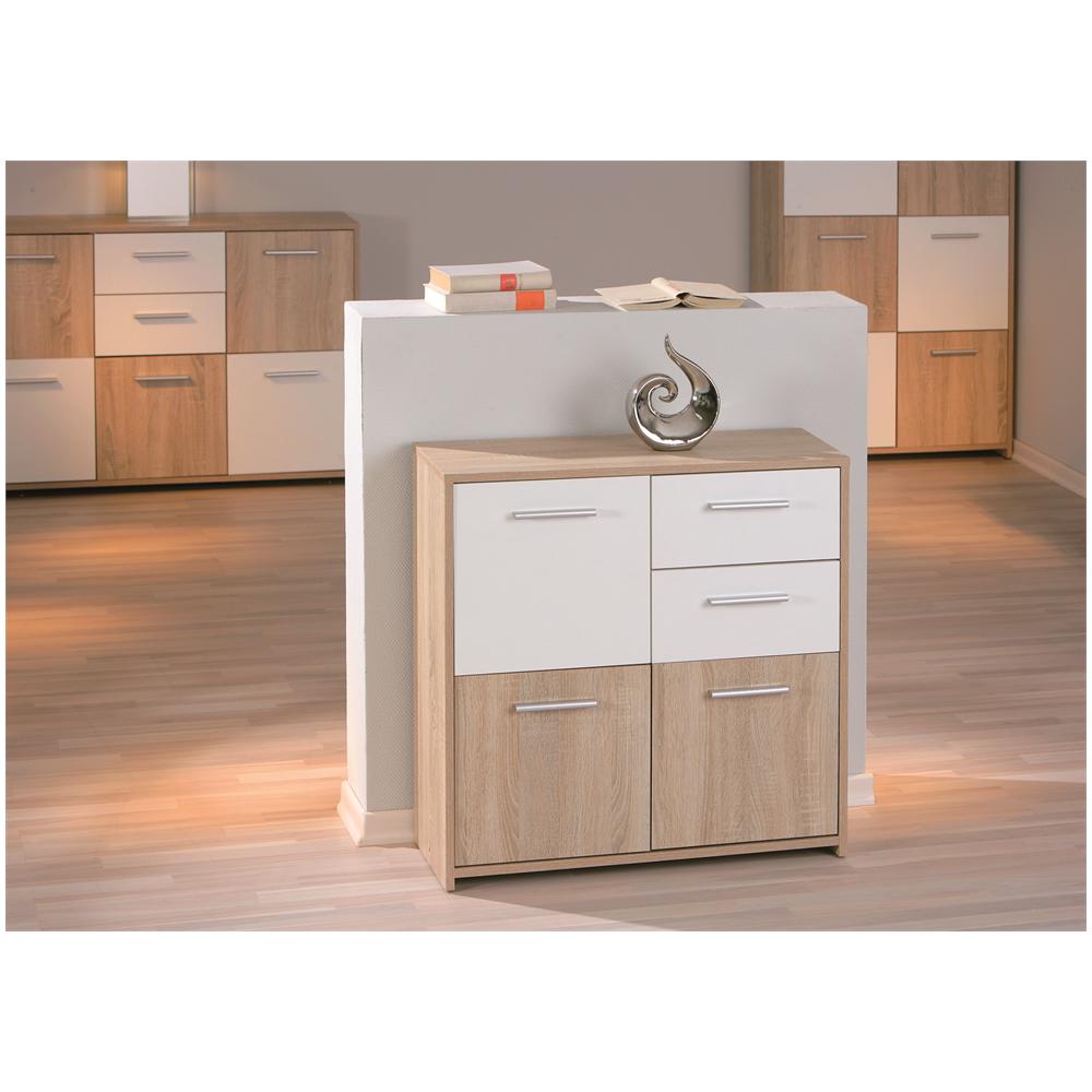 Credenza Classica Tre Ante + Due Cassetti / Laminato Finitura Effetto Rovere E Bianco Laccato - Foto 2