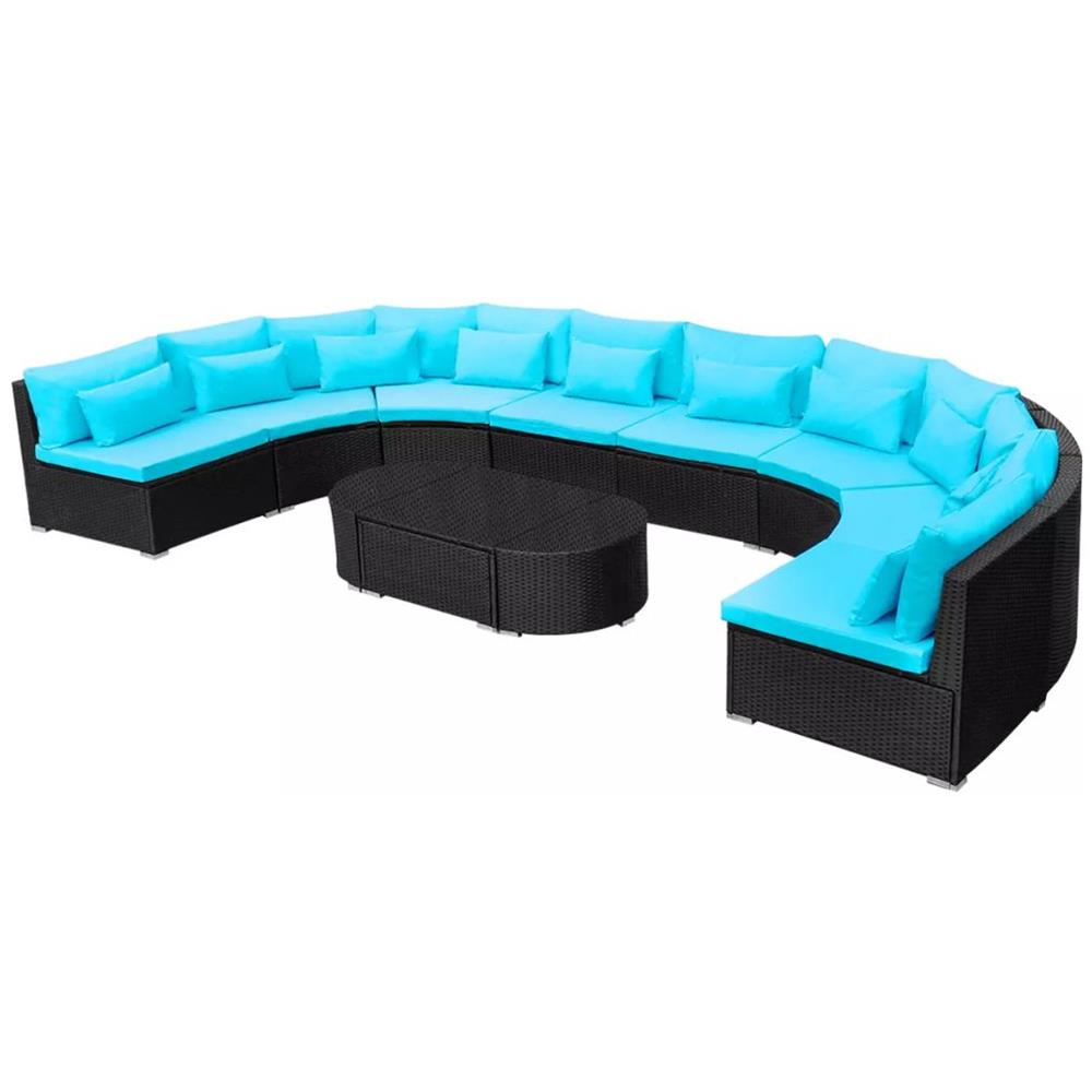 Divano da Giardino Set 13 Pz in Polyrattan Blu Tropicale - Foto 1