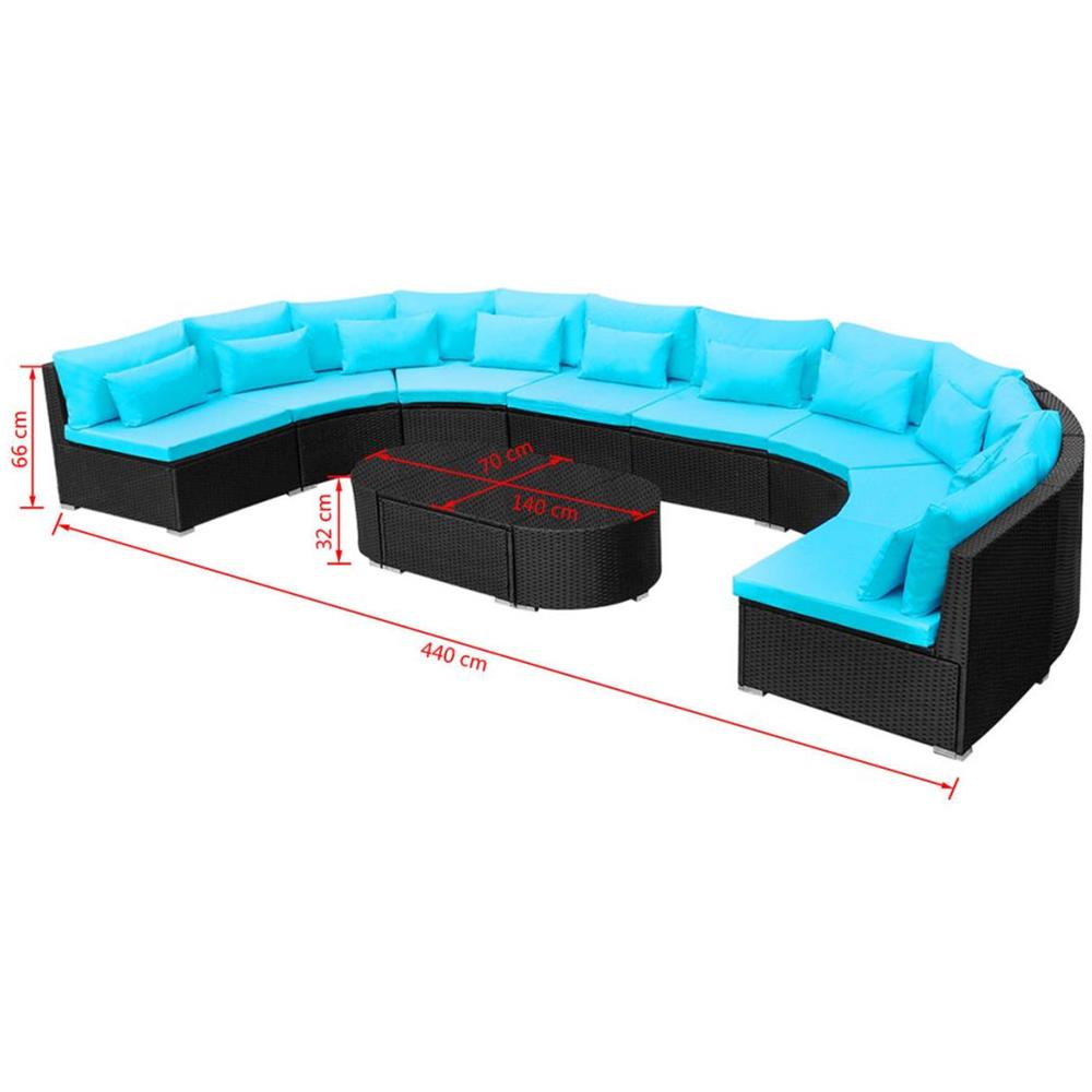 Divano da Giardino Set 13 Pz in Polyrattan Blu Tropicale - Foto 10