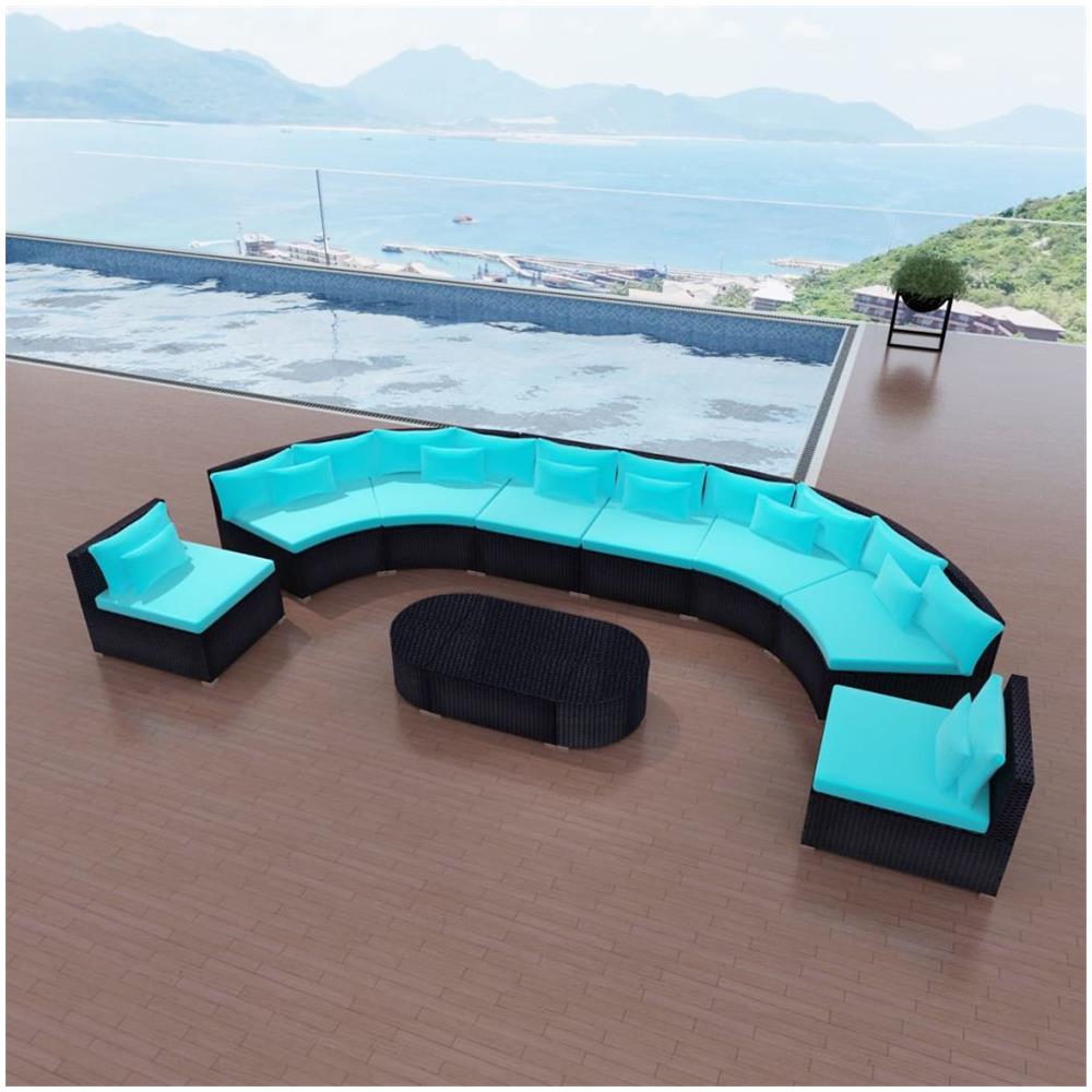 Divano da Giardino Set 13 Pz in Polyrattan Blu Tropicale - Foto 2