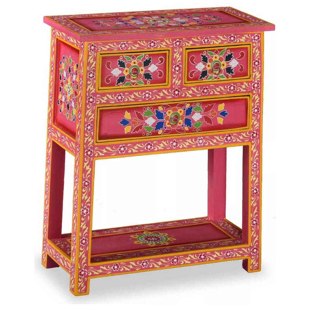 Credenza Con Cassetti In Massello Di Mango Rosa Dipinta A Mano - Foto 1