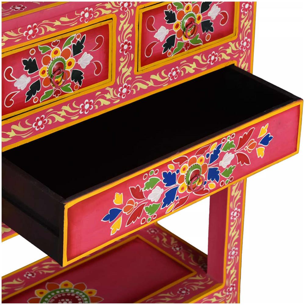 Credenza Con Cassetti In Massello Di Mango Rosa Dipinta A Mano - Foto 7