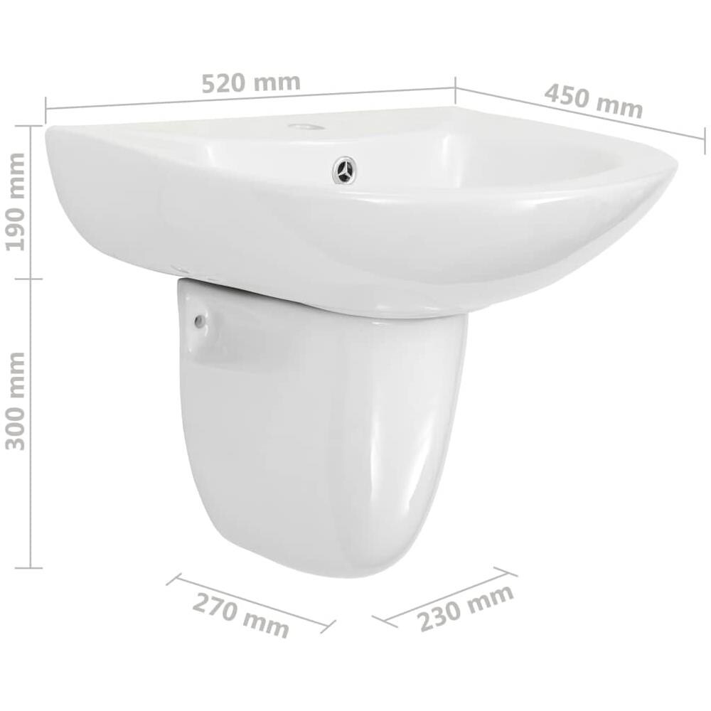Lavabo A Parete In Ceramica Bianco 520x450x190 Mm - Foto 6