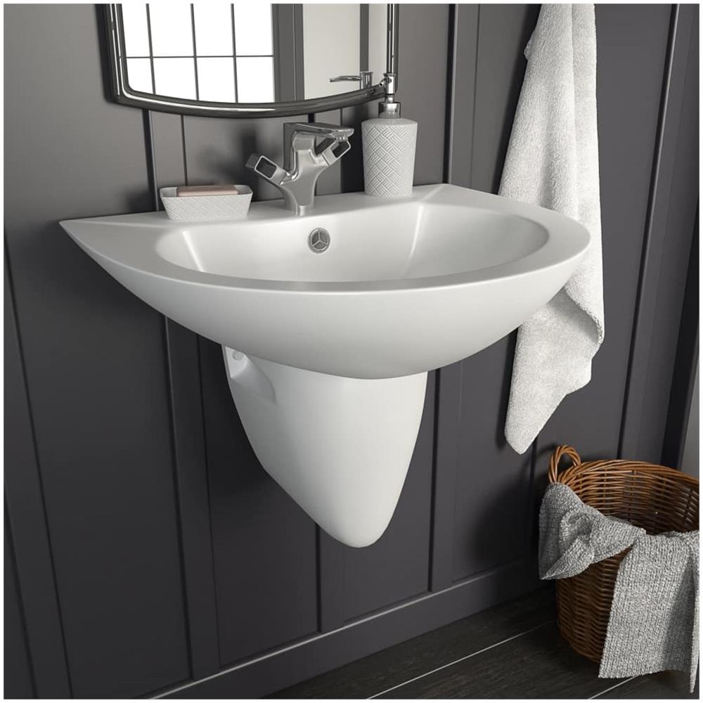 Lavabo A Parete In Ceramica Bianco 520x450x190 Mm - Foto 1