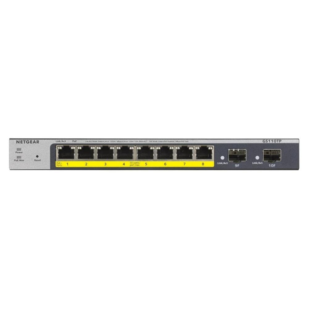 Switch GS110TP 8 Porte Ethernet PoE 10 / 100 / 100 Mbps RJ45 con 2 Porte SFP Managed - Foto 2