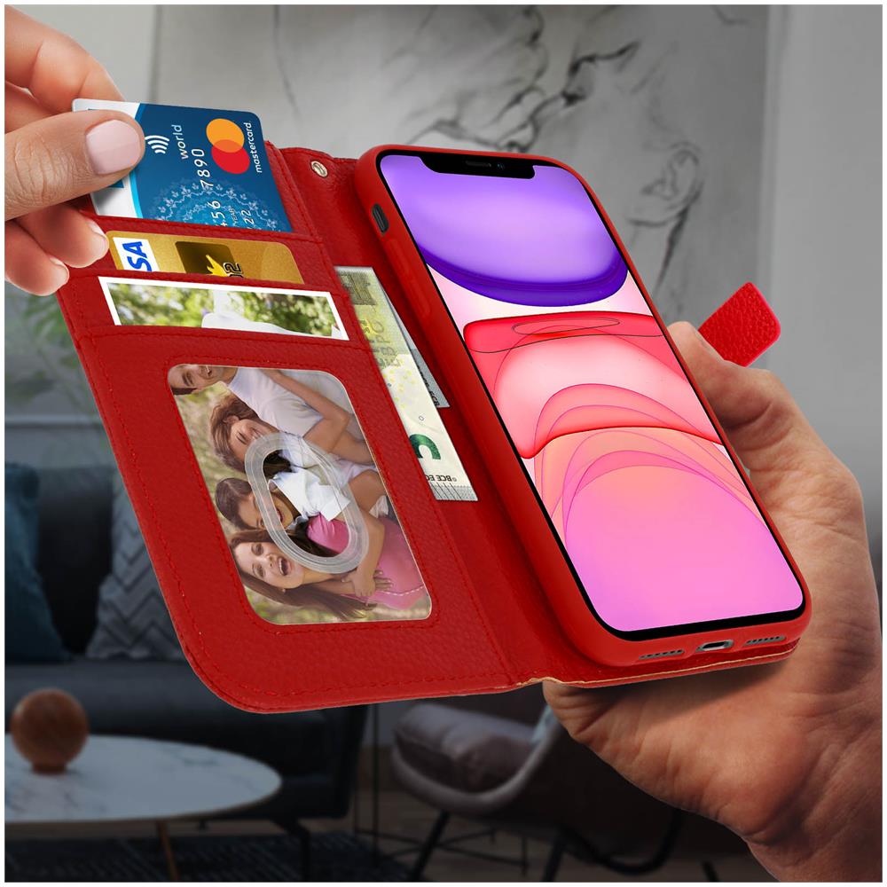 Custodia Apple Iphone 11 Portafoglio Supporto Video Cover Soft Touch Rosso - Foto 2