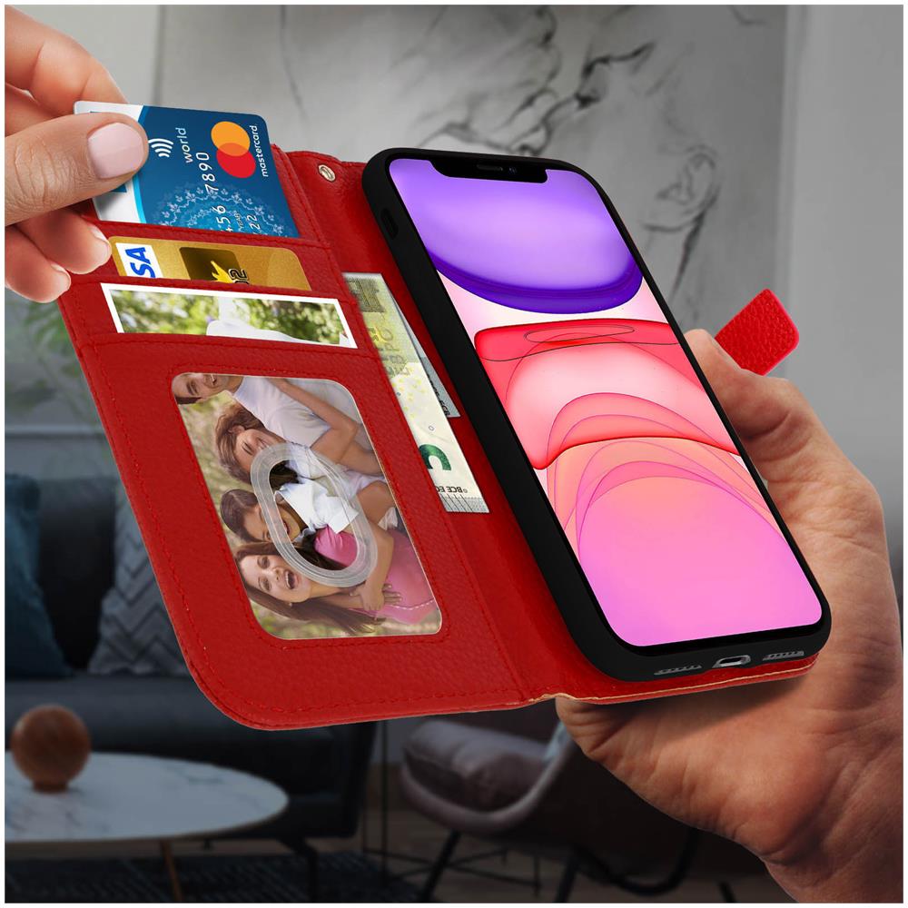 Custodia Apple Iphone 11 Portafoglio Supporto Video Cover Soft Touch Rosso - Foto 14