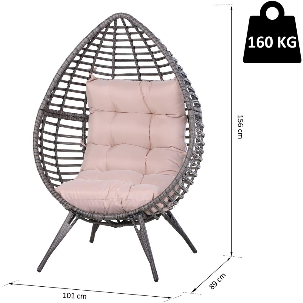 Poltrona In Pe Rattan Grigio Con Morbido Cuscino Beige Per Esterni E Interni - Foto 3