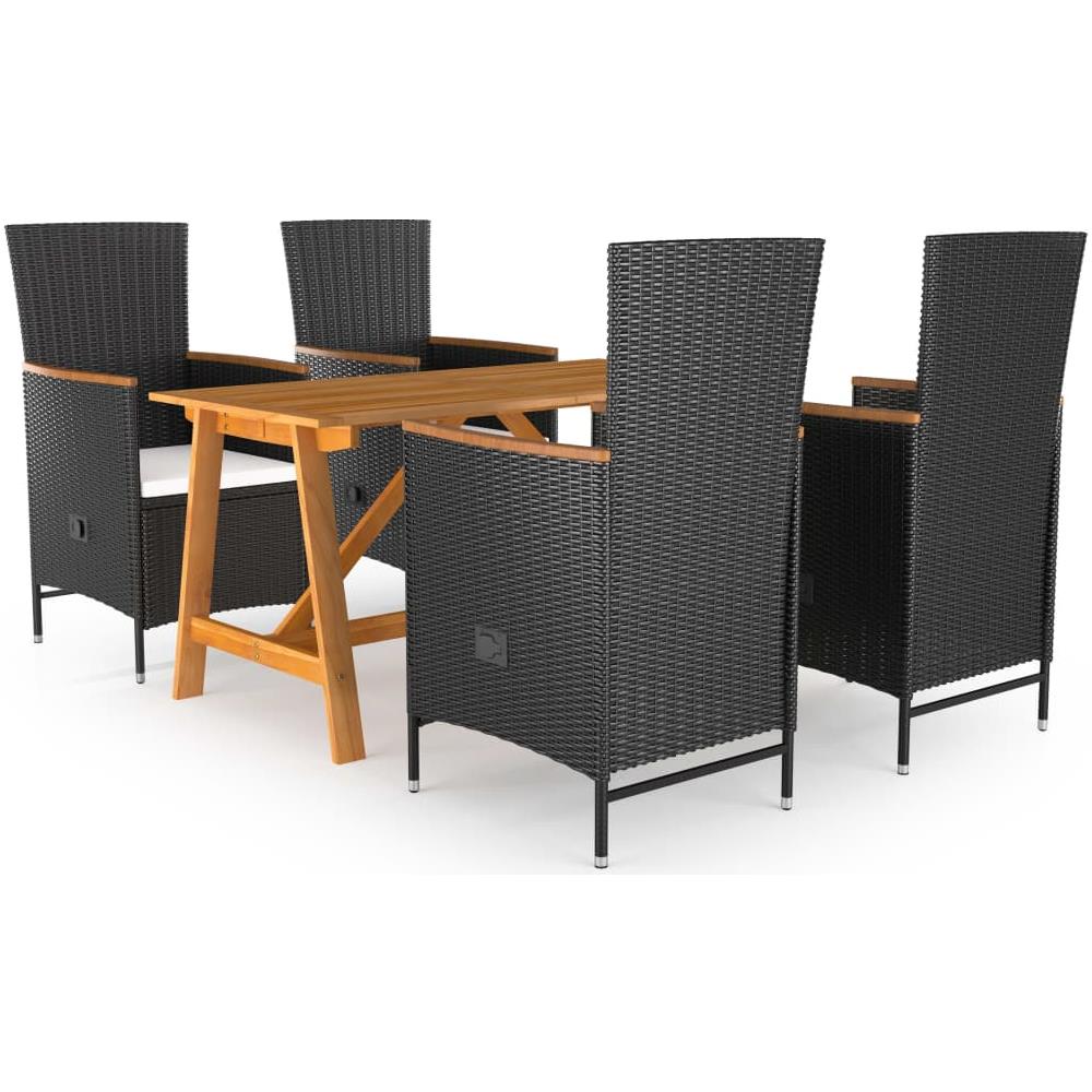 Set Mobili Da Pranzo Per Giardino 5 Pz Nero - Foto 1