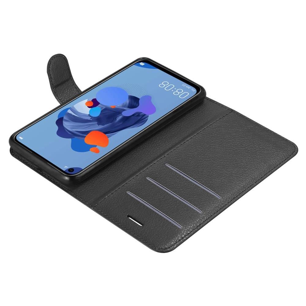 Custodia Compatibile Con Huawei Nova 5i / P20 Lite 2019 In Nero Carbone - Coperchio Protettiva Con Chiusura Magnetica, Funzione Stand E Tasca Per Le Carte - Foto 8