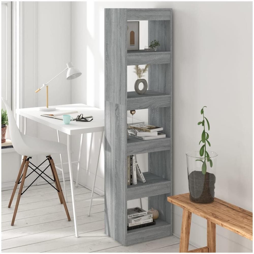 Libreria Divisorio VidaXL 100x24x140 Cm - Grigio Cemento, Multistrato - Foto 2