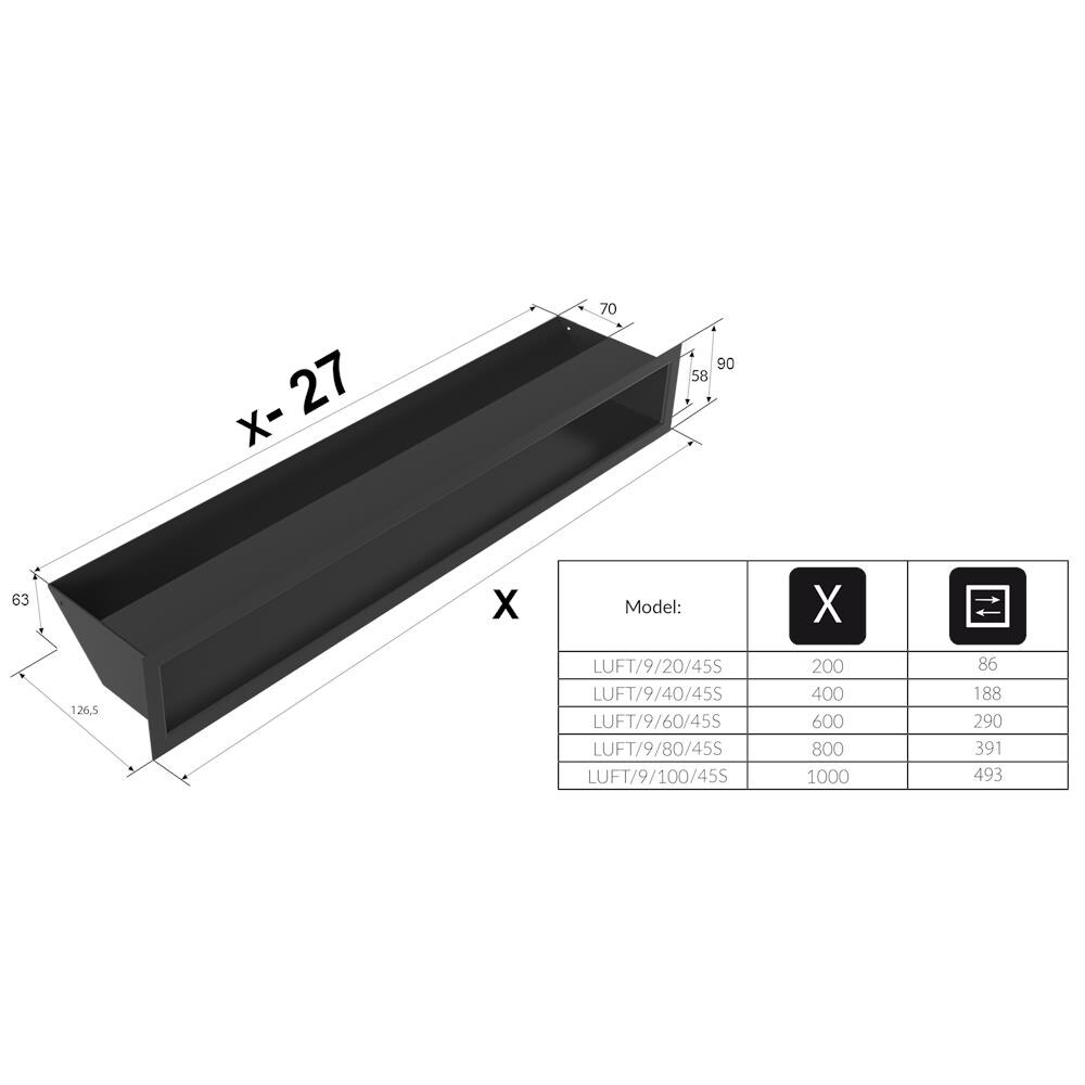 Set Griglia Di Ventilazione Luft 3x Per Caminetto Con Vetro Dritto - Foto 6