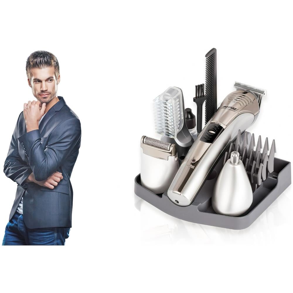 Mpm Mmw-04 Set Di Tagliacapelli A Batteria, Rasoio Da Uomo, Testa, Barba E Corpo Grigio - Foto 8