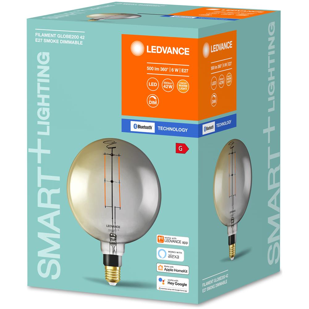 Ledvance Lampada Led | Attacco: E27 | Warm White | 2700 K | 6 W | Sostituzione Per 37 W Incandescent Bulb | Smart+ Filament Globe Dimmable - Foto 2