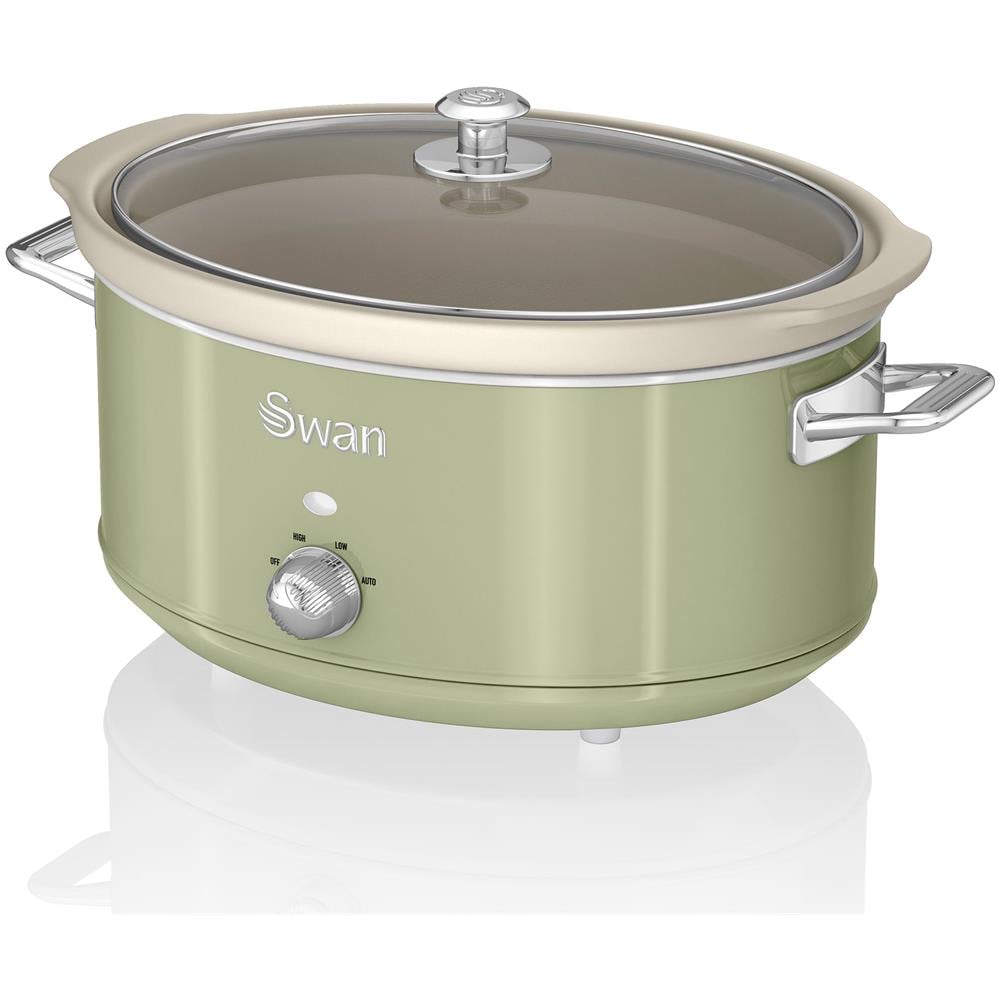 Swan Sf17031gneu Retro Slow Cooker 6,5l Pentola Rimovibile In Ceramica Antiaderente Senza Pfoa 320w Verde - Foto 1