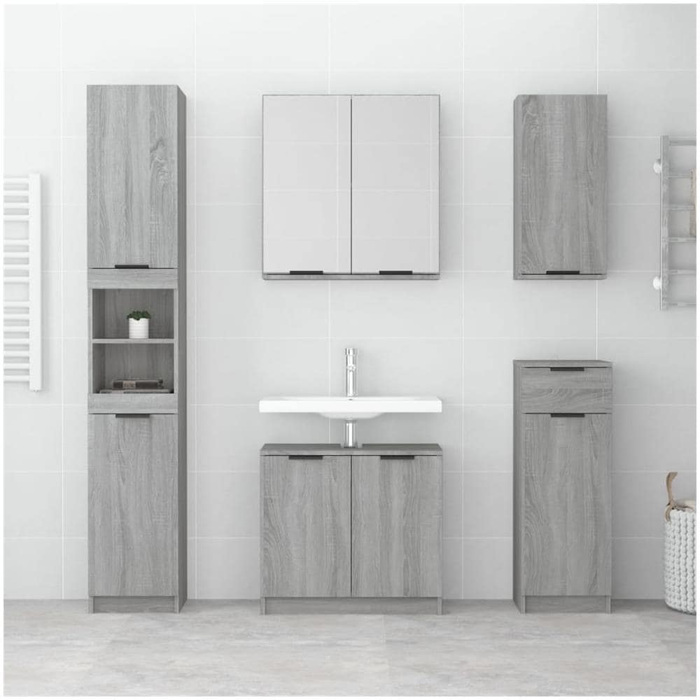 Mobile da Bagno a Parete Grigio Sonoma 32x20x67 cm - Foto 3