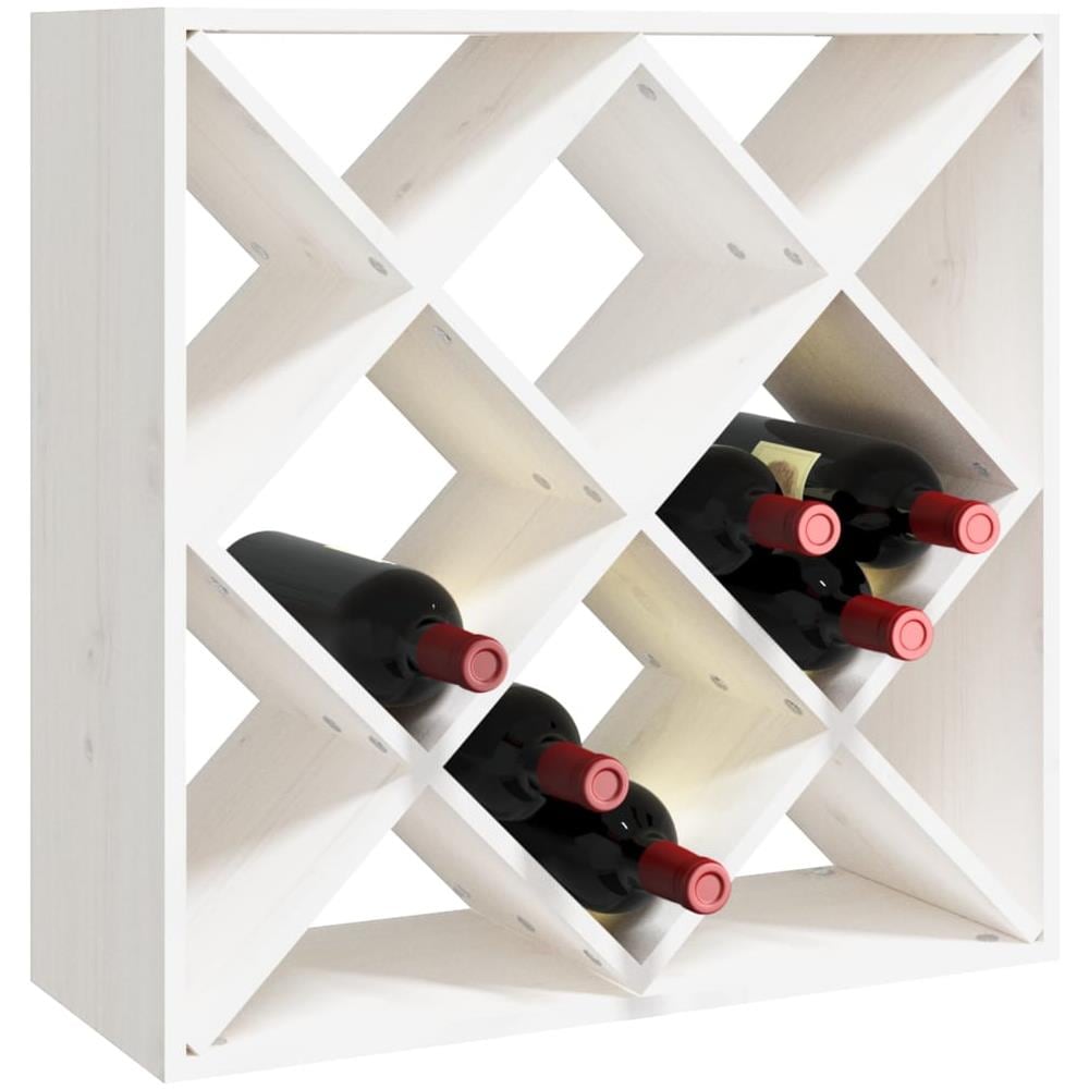 Portabottiglie Bianco 62x25x62 Cm In Legno Massello Di Pino - Foto 2