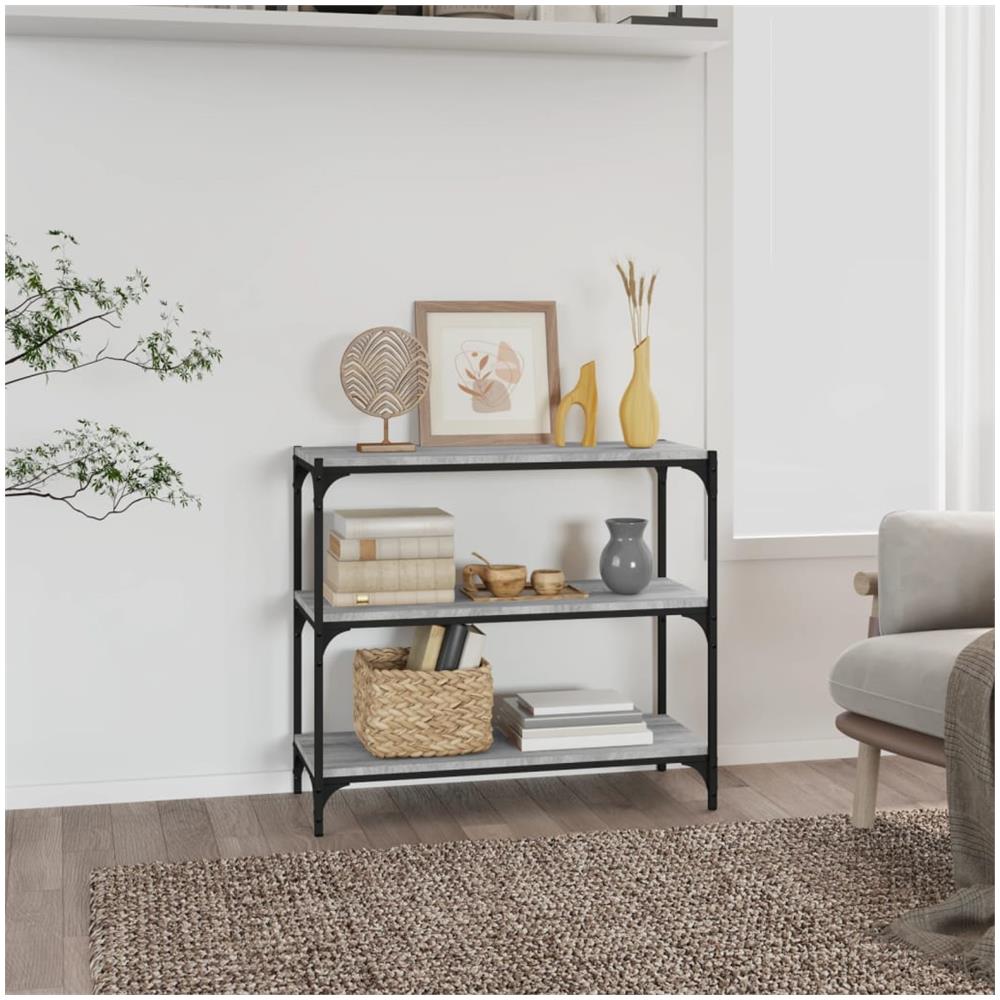 Libreria Grigio Sonoma 80x33x70,5cm Legno Multistrato E Acciaio - Foto 1