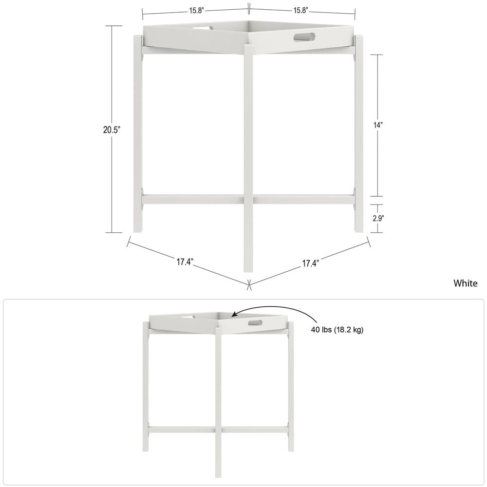 Poly Tavolino Con Piano A Vassoio Rimovibile In Mdf Bianco - Foto 2