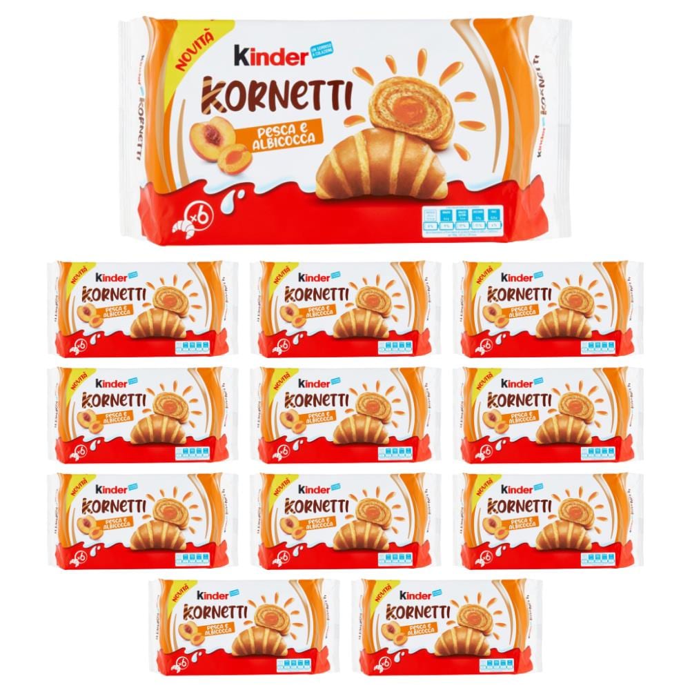 Kinder Kornetti Pesca E Albicocca 12 Confezioni Di 6 Cornetti Da 42 Grammi - Foto 1