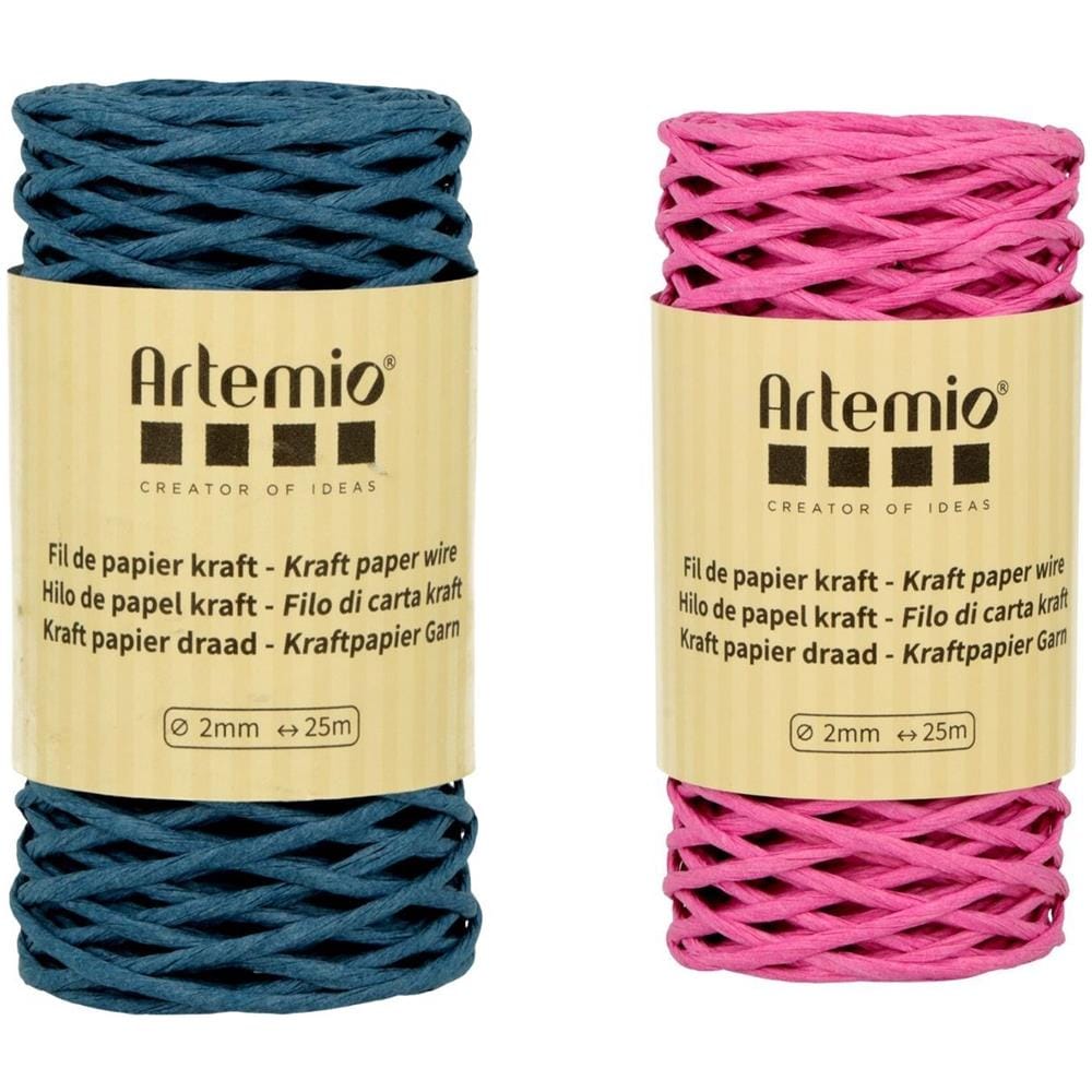 2 Rocchetti Di Filato Kraft Blu/fucsia - Foto 1