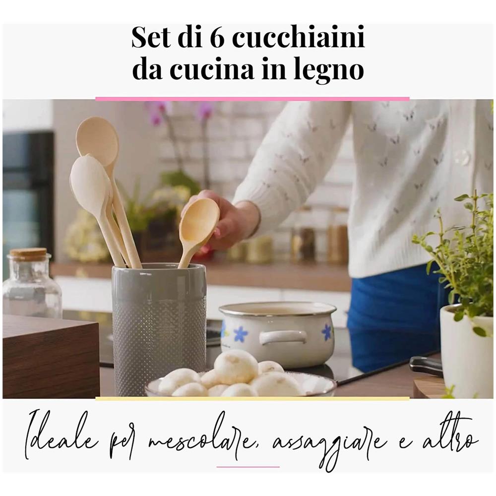 Set Di 6 Cucchiai Da Cucina In Legno Da 20 Cm A 35 Cm - Foto 3