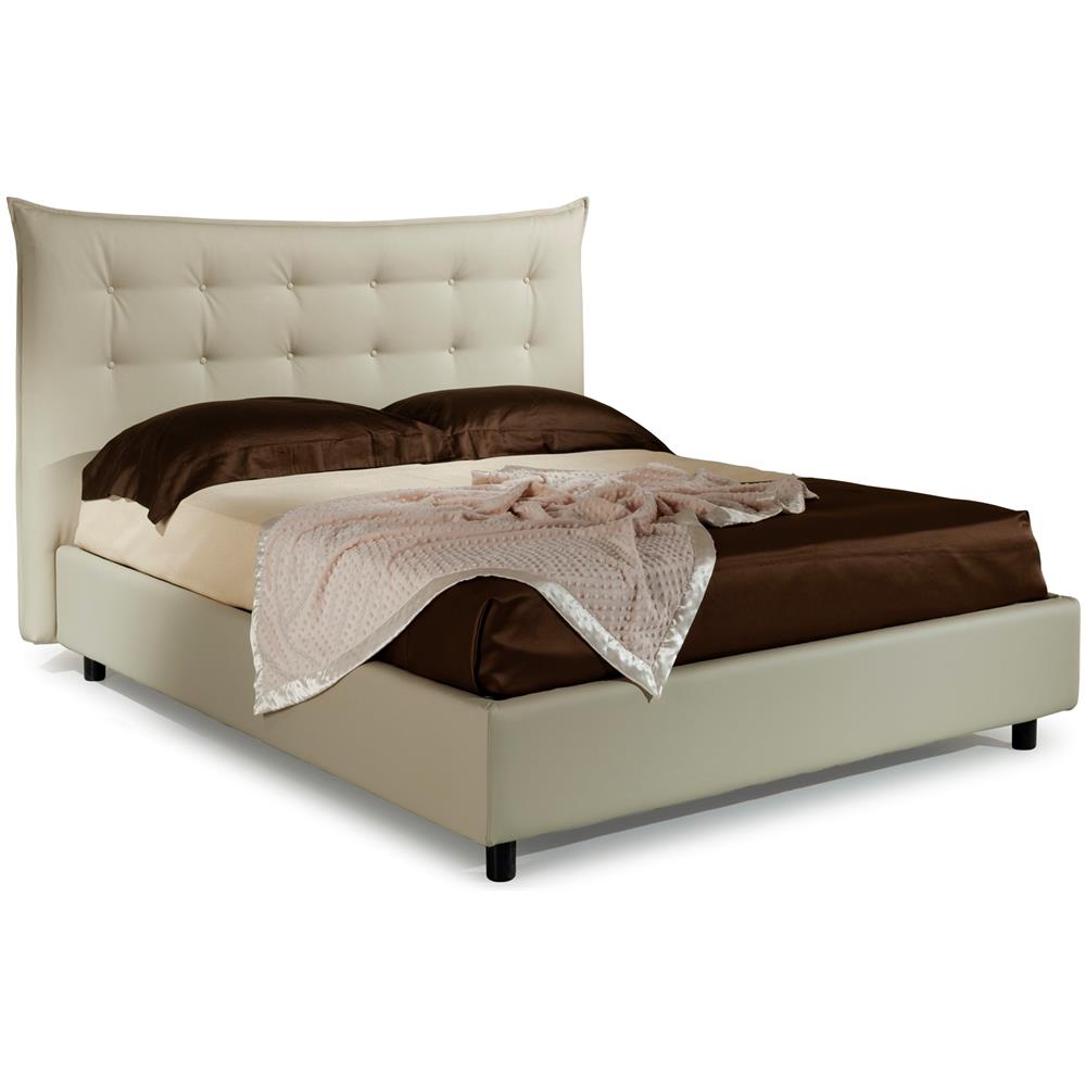 Letto Matrimoniale, Modello Joly, Un'interpretazione Di Un Modello Classico Ma Con Un Carattere Moderno, Rete A Doghe 140x190 Cm, Box Contenitore, Tessuto Giroletto Sfoderabile, Made In Italy - Foto 1