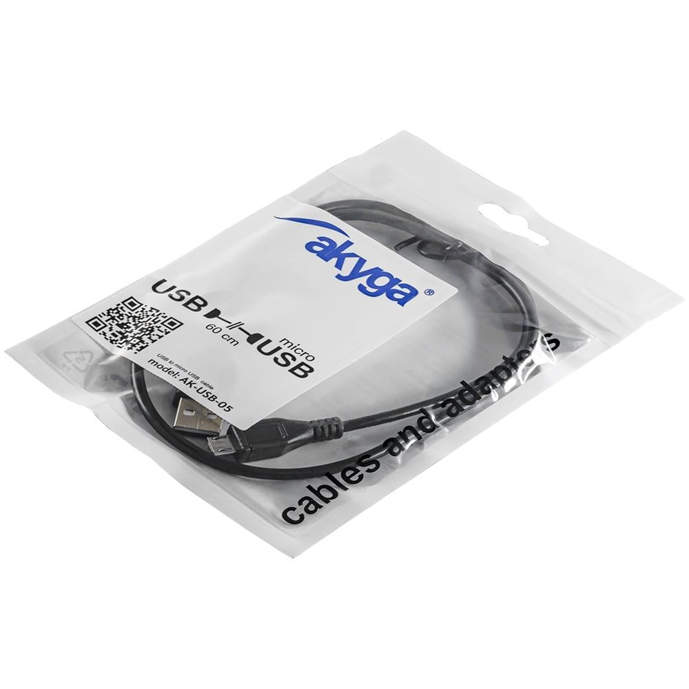 AK-USB-05 cavo USB 0,6 m USB 2.0 USB A Micro-USB B Nero - Foto 4