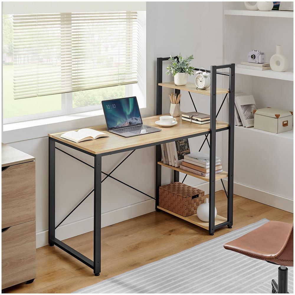 Scrivania per computer Valora - Rovere Sonoma con 3 ripiani, 120 cm - Foto 2