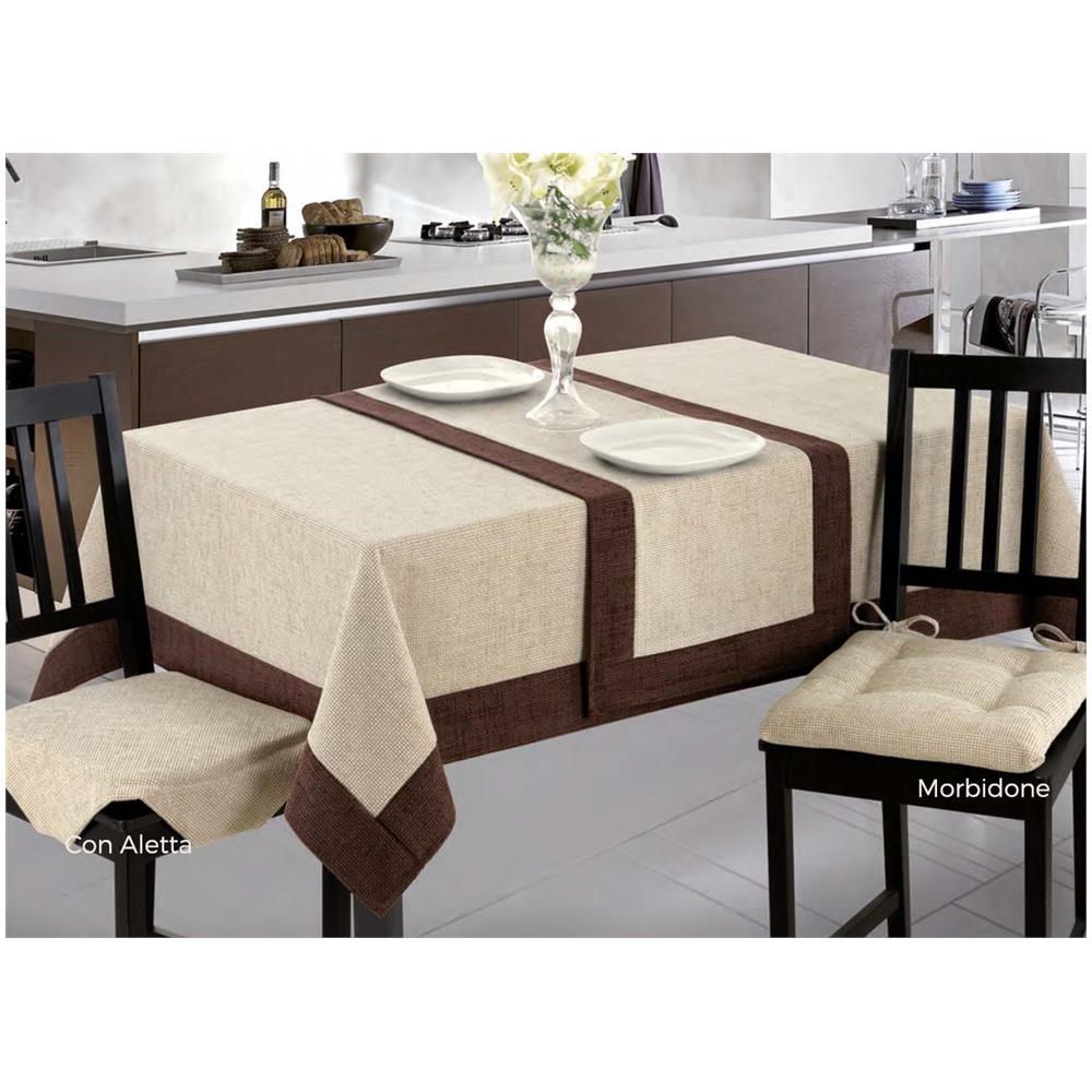 Copritavolo Salotto Cucina Cinigliato Bordo Applicato Modello Intreccio 140x140 Bordeaux - Foto 2