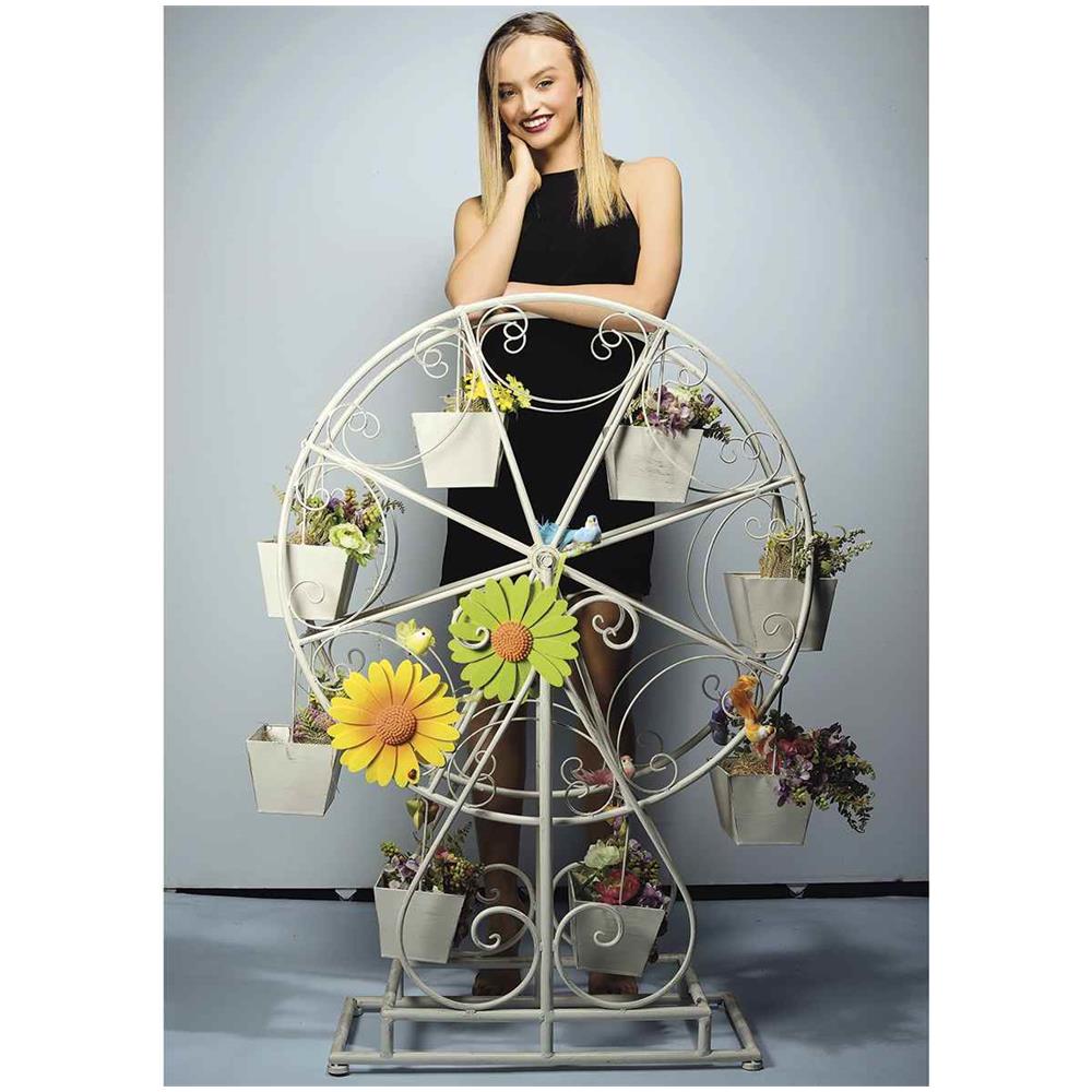 Ruota Panoramica Porta Fiori Complemento D'arredo Shabby Chic Per Casa E Negozi - Foto 2